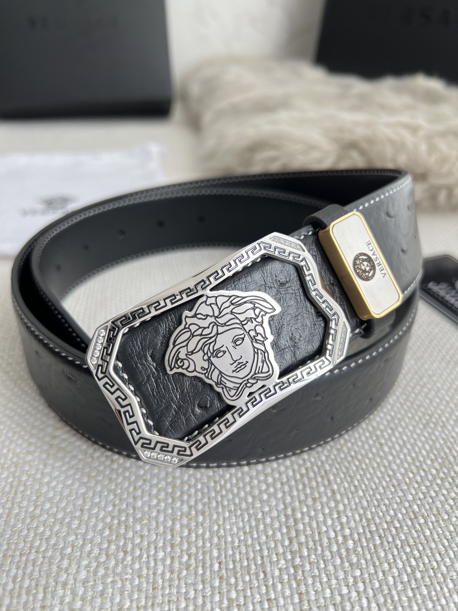 【VERSACE】(ヴェルサーチ) 3.8cmベルト メンズ-BRAND OFF