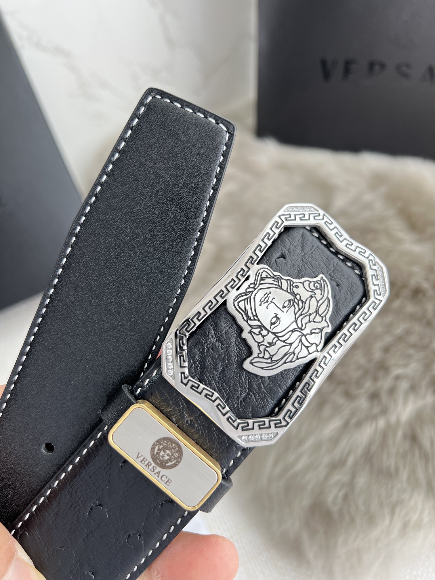 【VERSACE】(ヴェルサーチ) 3.8cmベルト メンズ-BRAND OFF