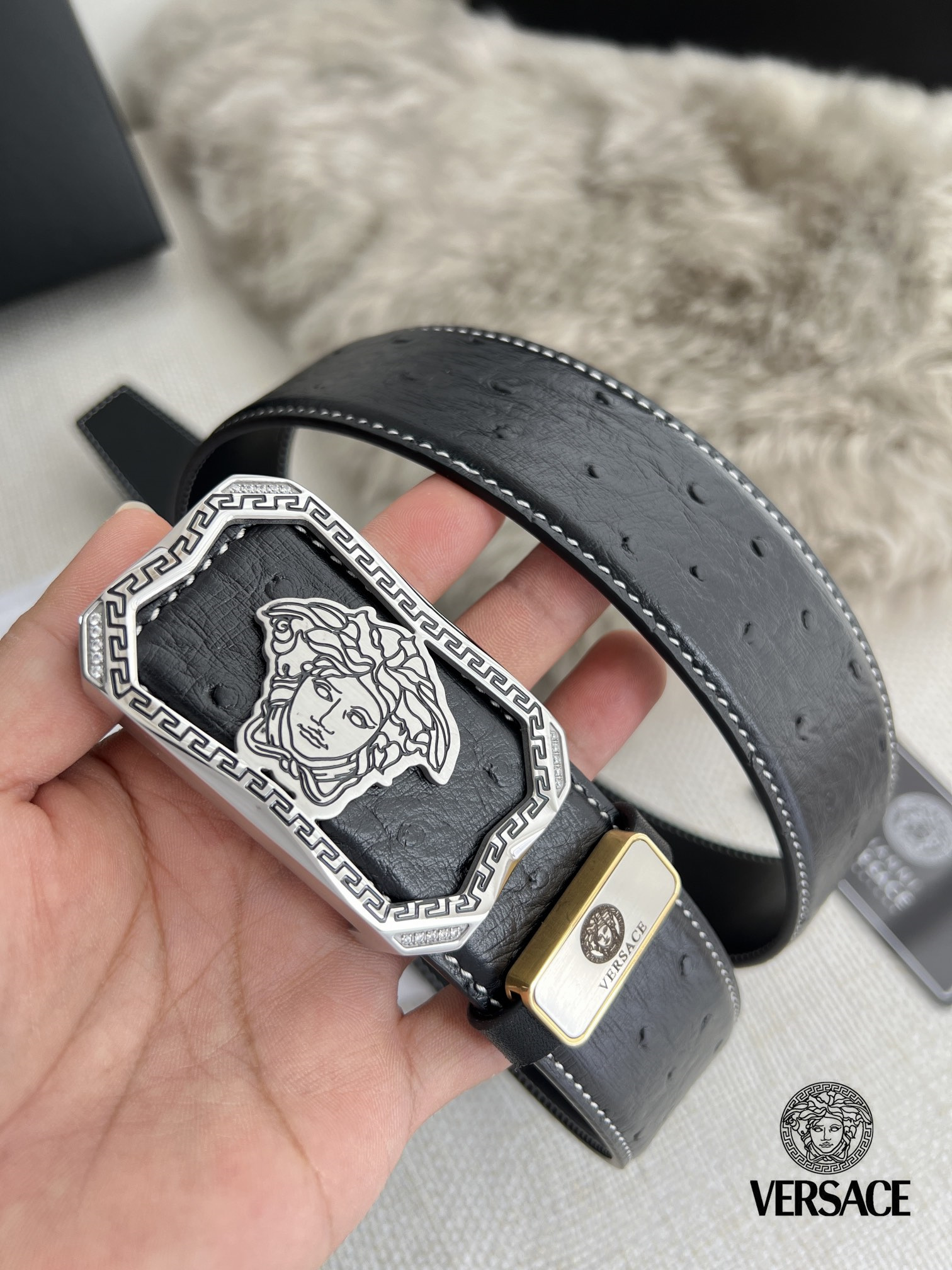 【VERSACE】(ヴェルサーチ) 3.8cmベルト メンズ-BRAND OFF