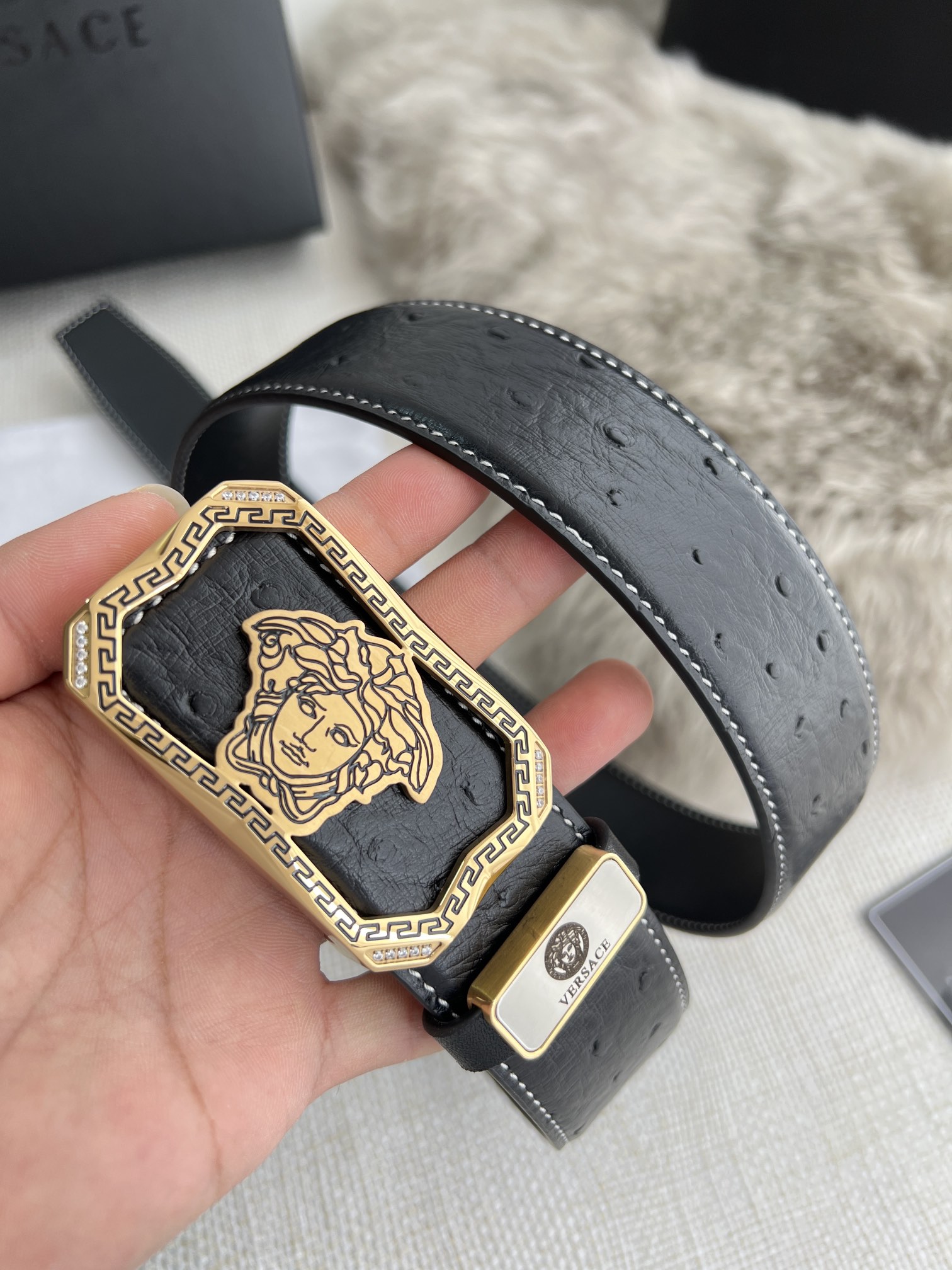 【VERSACE】(ヴェルサーチ) 3.8cmベルト メンズ-BRAND OFF