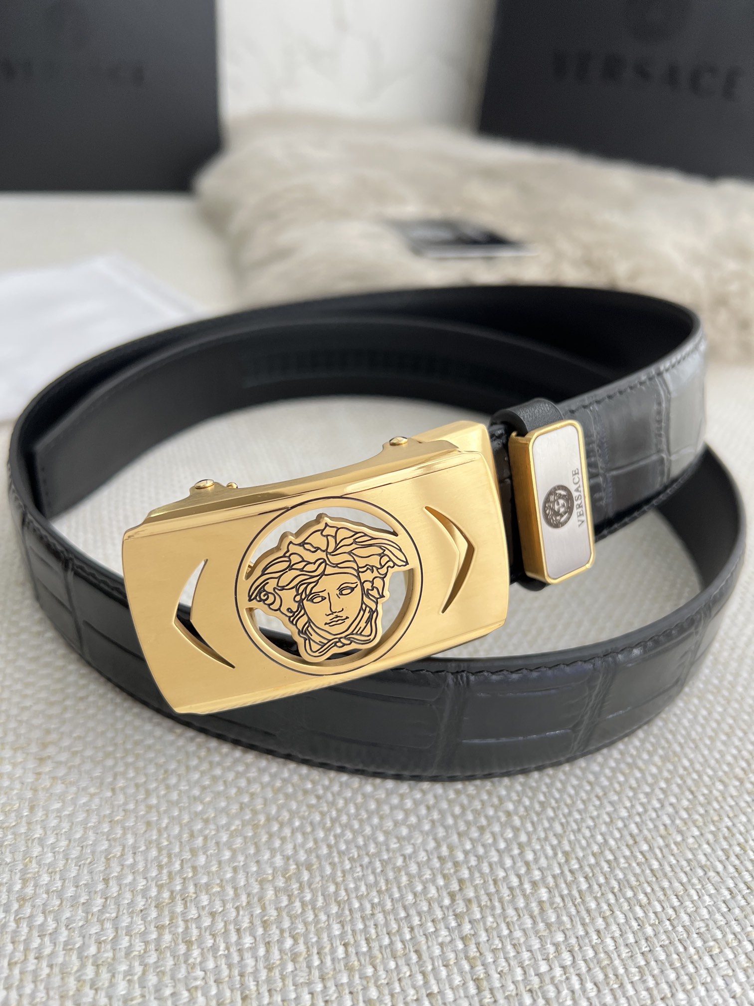 【VERSACE】(ヴェルサーチ) 3.5cmベルト メンズ-BRAND OFF