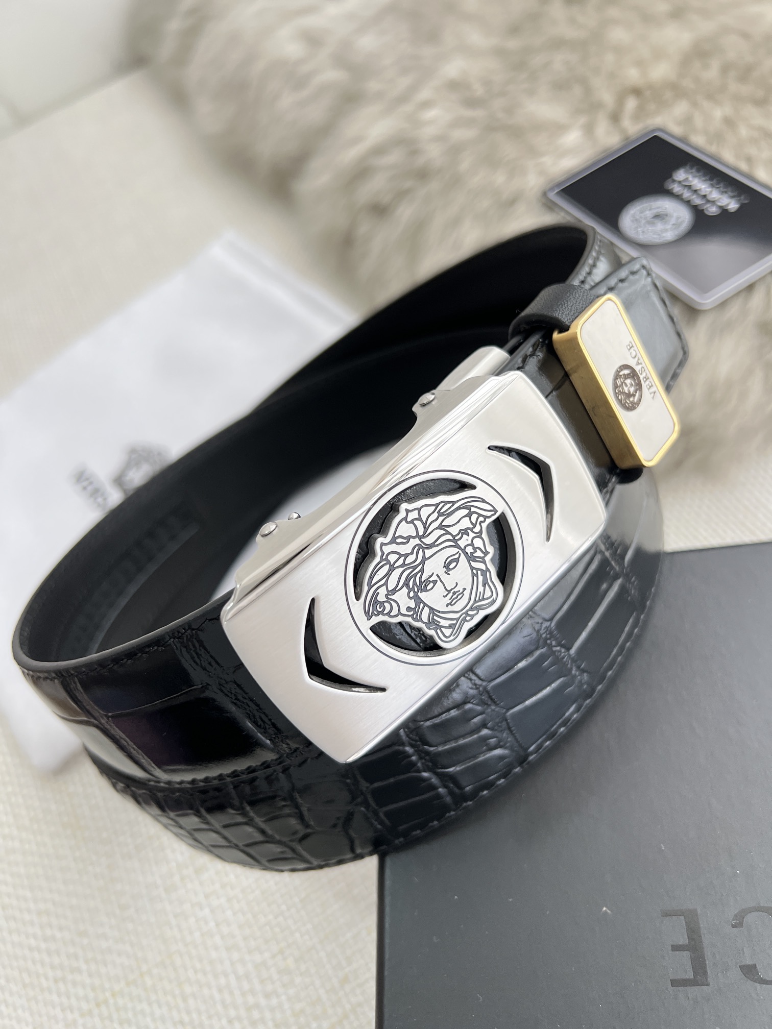 【VERSACE】(ヴェルサーチ) 3.5cmベルト メンズ-BRAND OFF