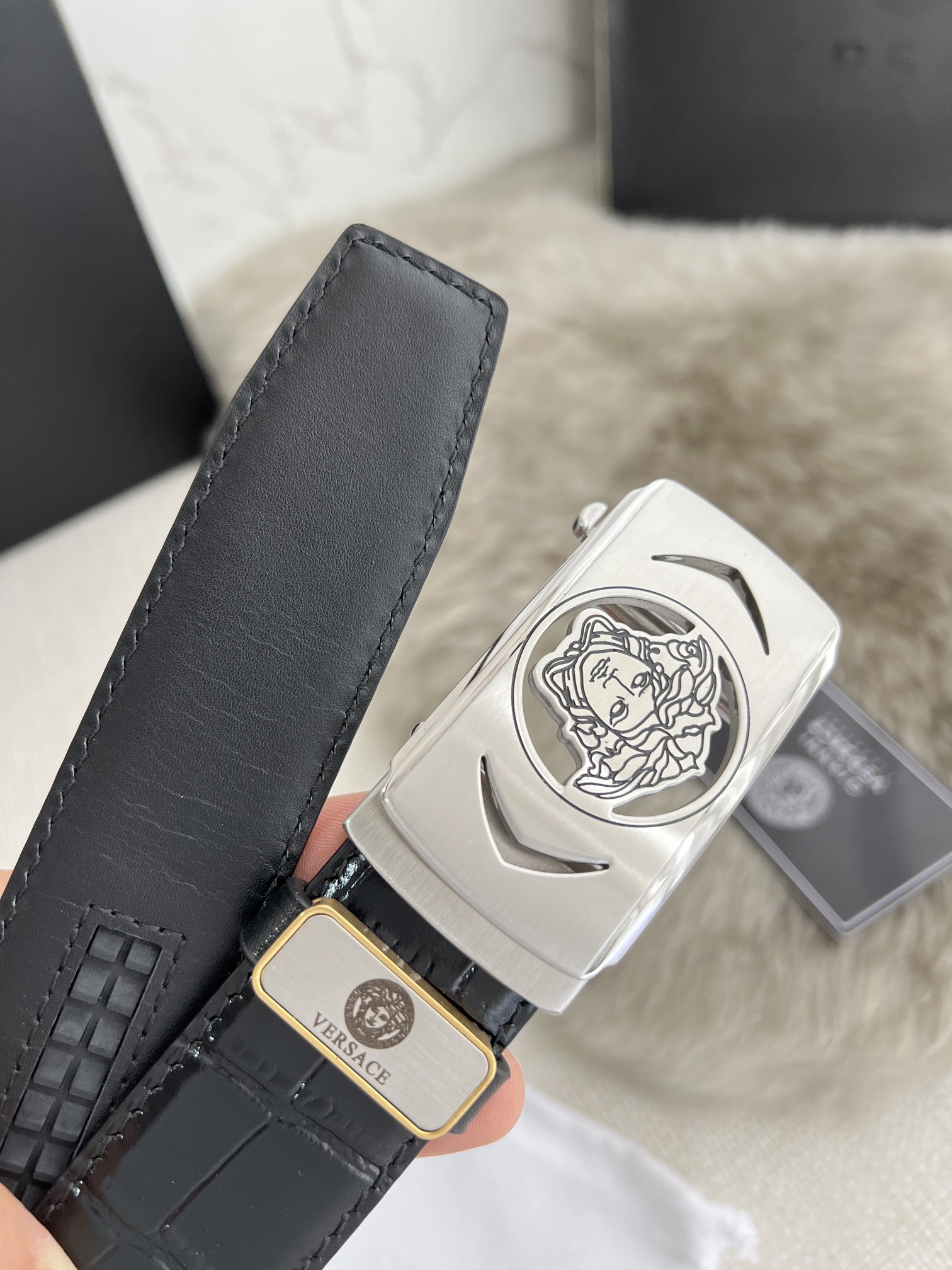 【VERSACE】(ヴェルサーチ) 3.5cmベルト メンズ-BRAND OFF