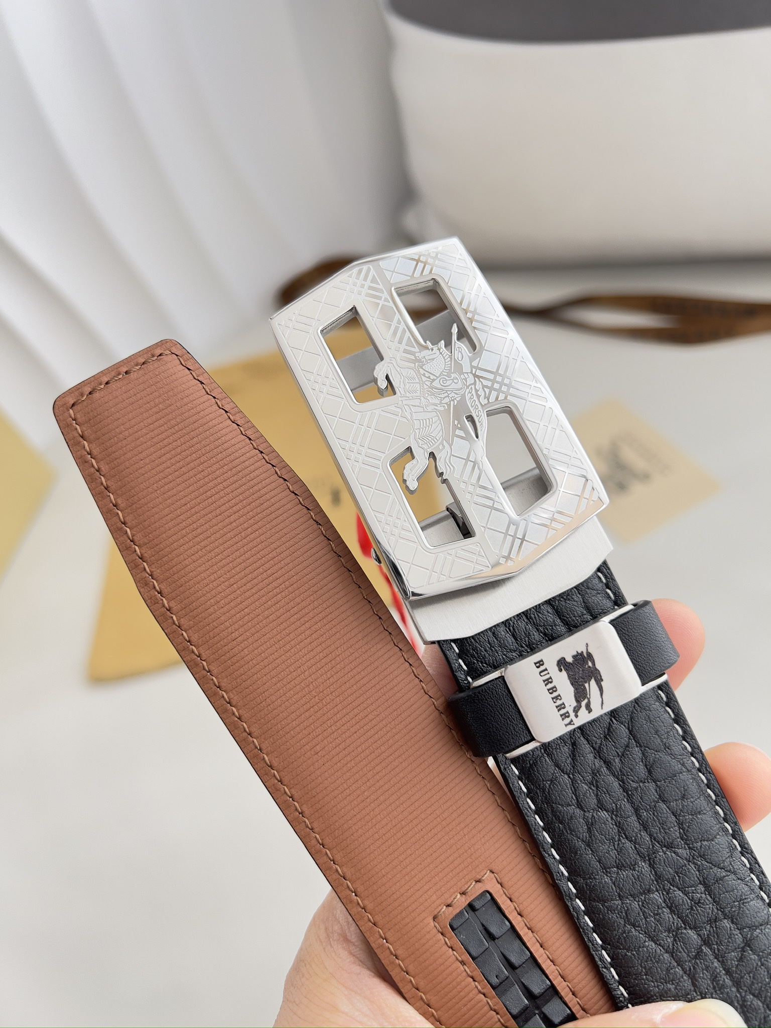 【BURBERRY】(バーバリー) 3.5cmベルト メンズ-BRAND OFF