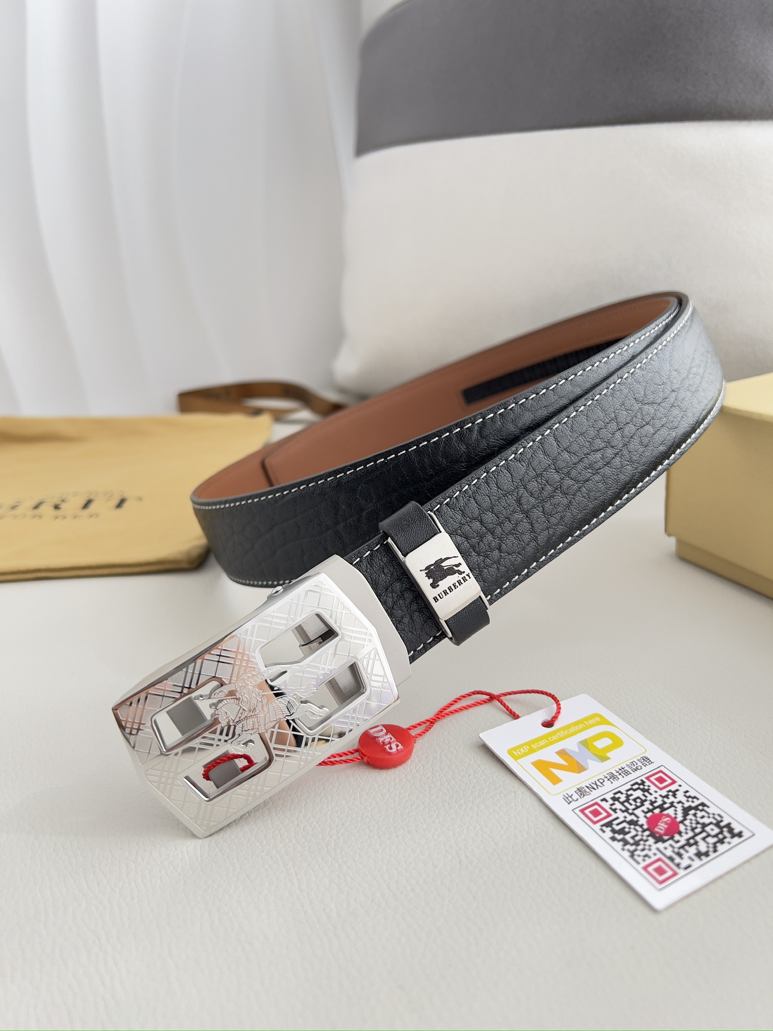 【BURBERRY】(バーバリー) 3.5cmベルト メンズ-BRAND OFF