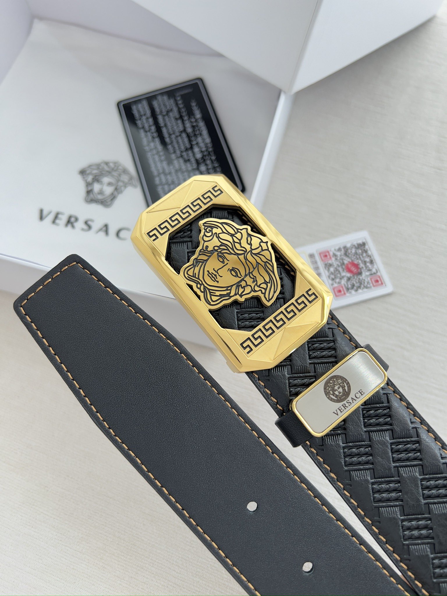 【VERSACE】(ヴェルサーチ) 3.8cmベルト メンズ-BRAND OFF