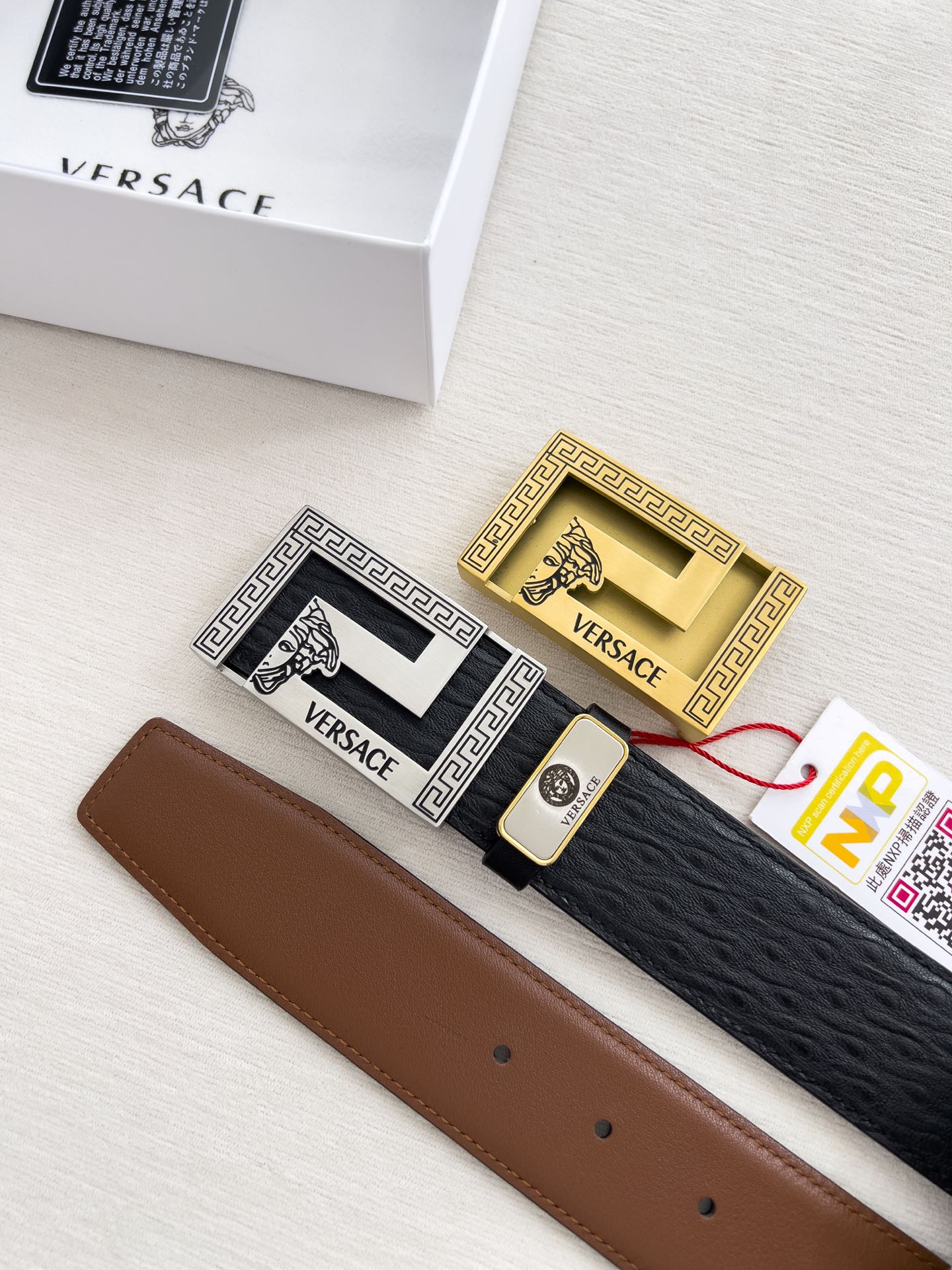 【VERSACE】(ヴェルサーチ) 3.8cmベルト メンズ-BRAND OFF