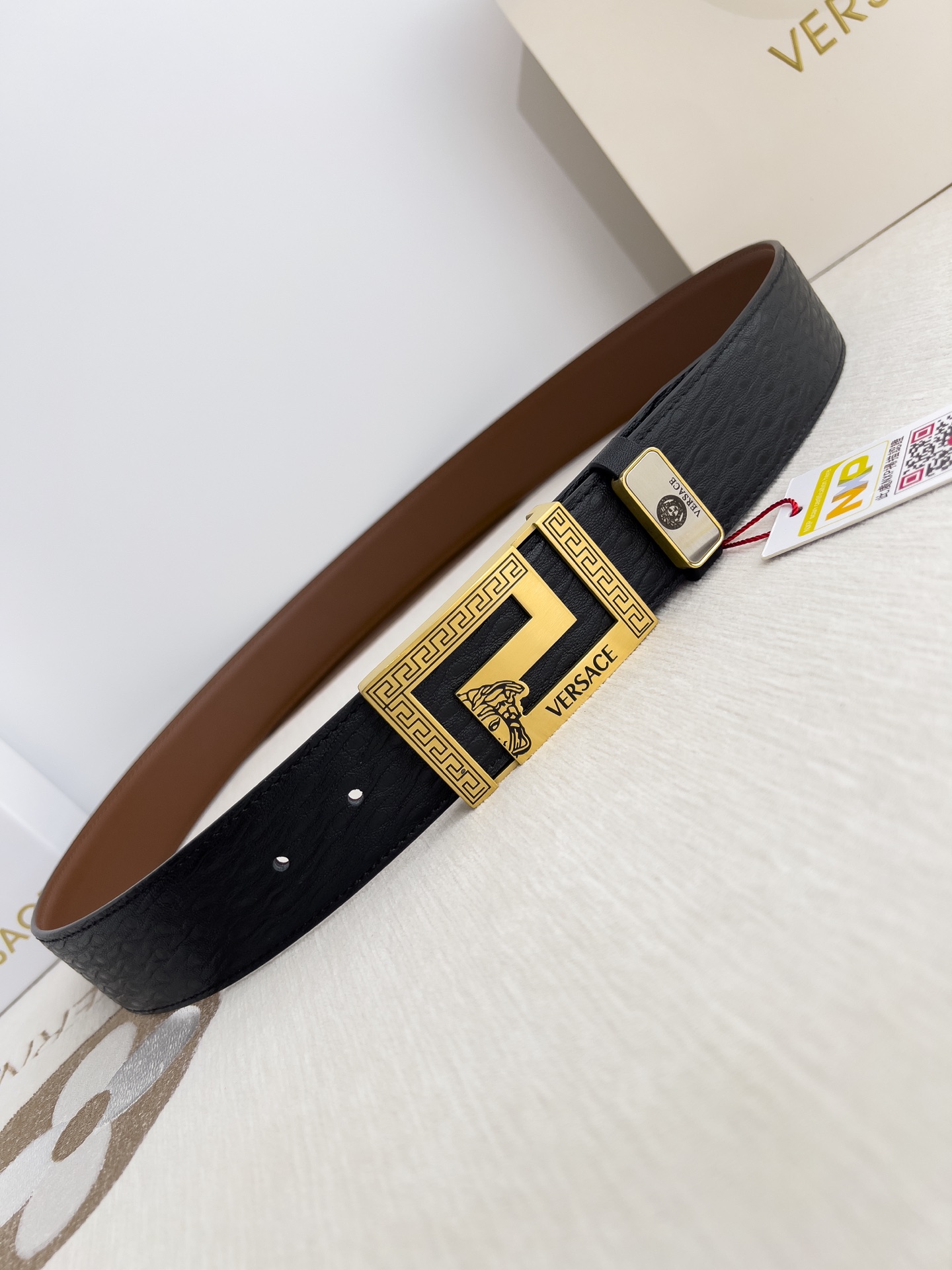 【VERSACE】(ヴェルサーチ) 3.8cmベルト メンズ-BRAND OFF
