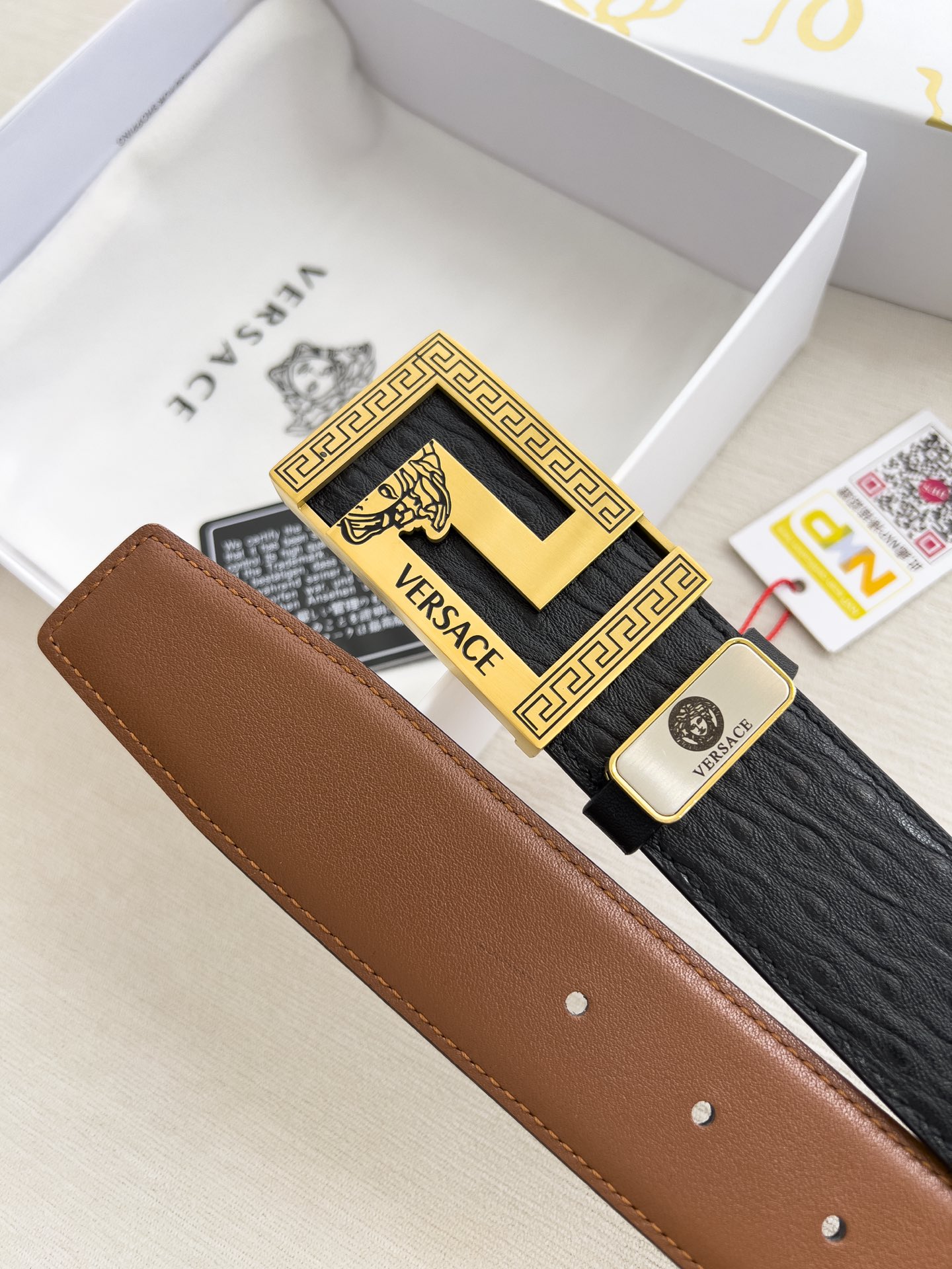 【VERSACE】(ヴェルサーチ) 3.8cmベルト メンズ-BRAND OFF