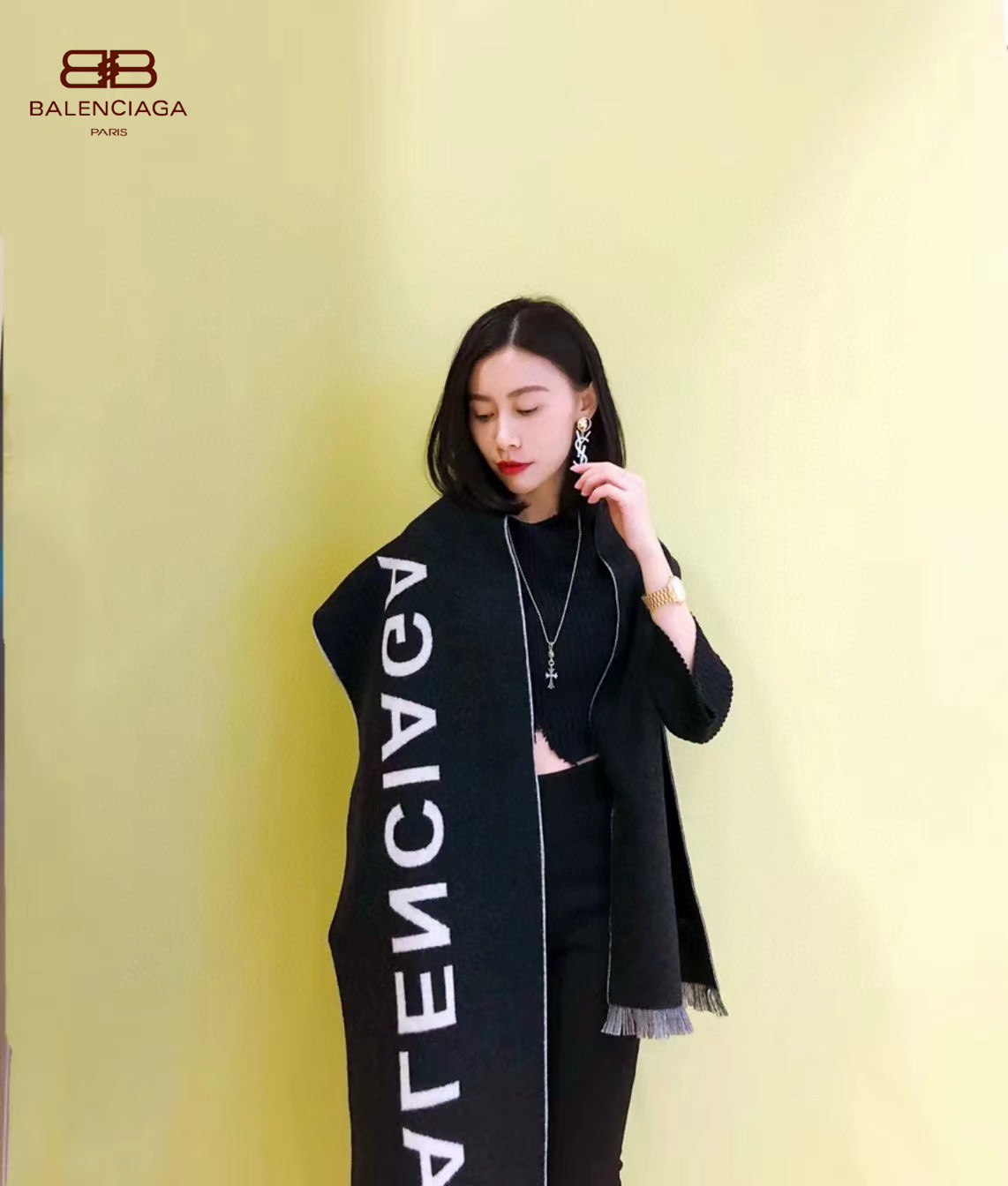 【BALENCIAGA   バレンシアガ】スカーフ34*200CM  241109-BRAND OFF