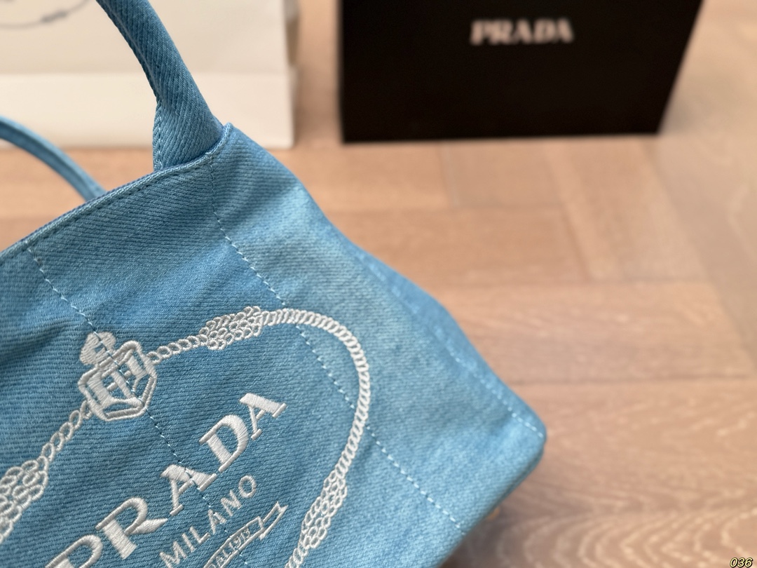 【PRADA公式旗艦店】プラダ デニム ハンドバッグ-BRAND OFF