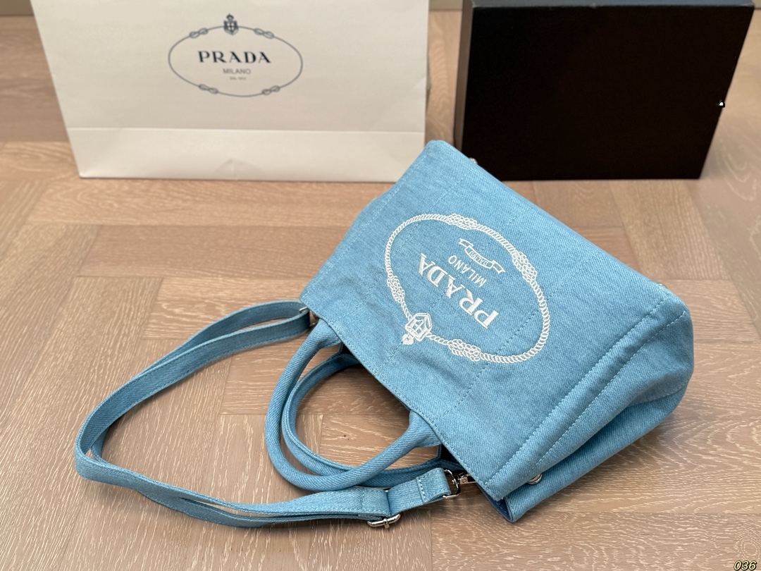 【PRADA公式旗艦店】プラダ デニム ハンドバッグ-BRAND OFF