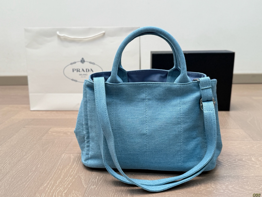 【PRADA公式旗艦店】プラダ デニム ハンドバッグ-BRAND OFF