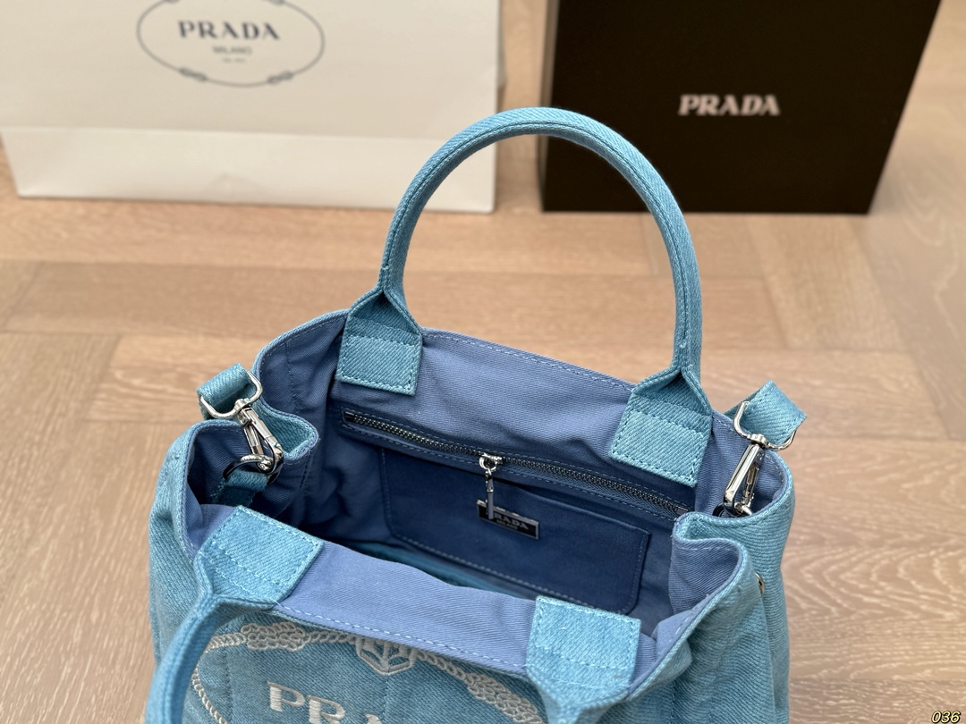 【PRADA公式旗艦店】プラダ デニム ハンドバッグ-BRAND OFF