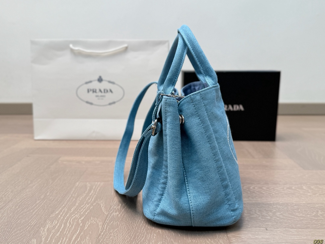 【PRADA公式旗艦店】プラダ デニム ハンドバッグ-BRAND OFF