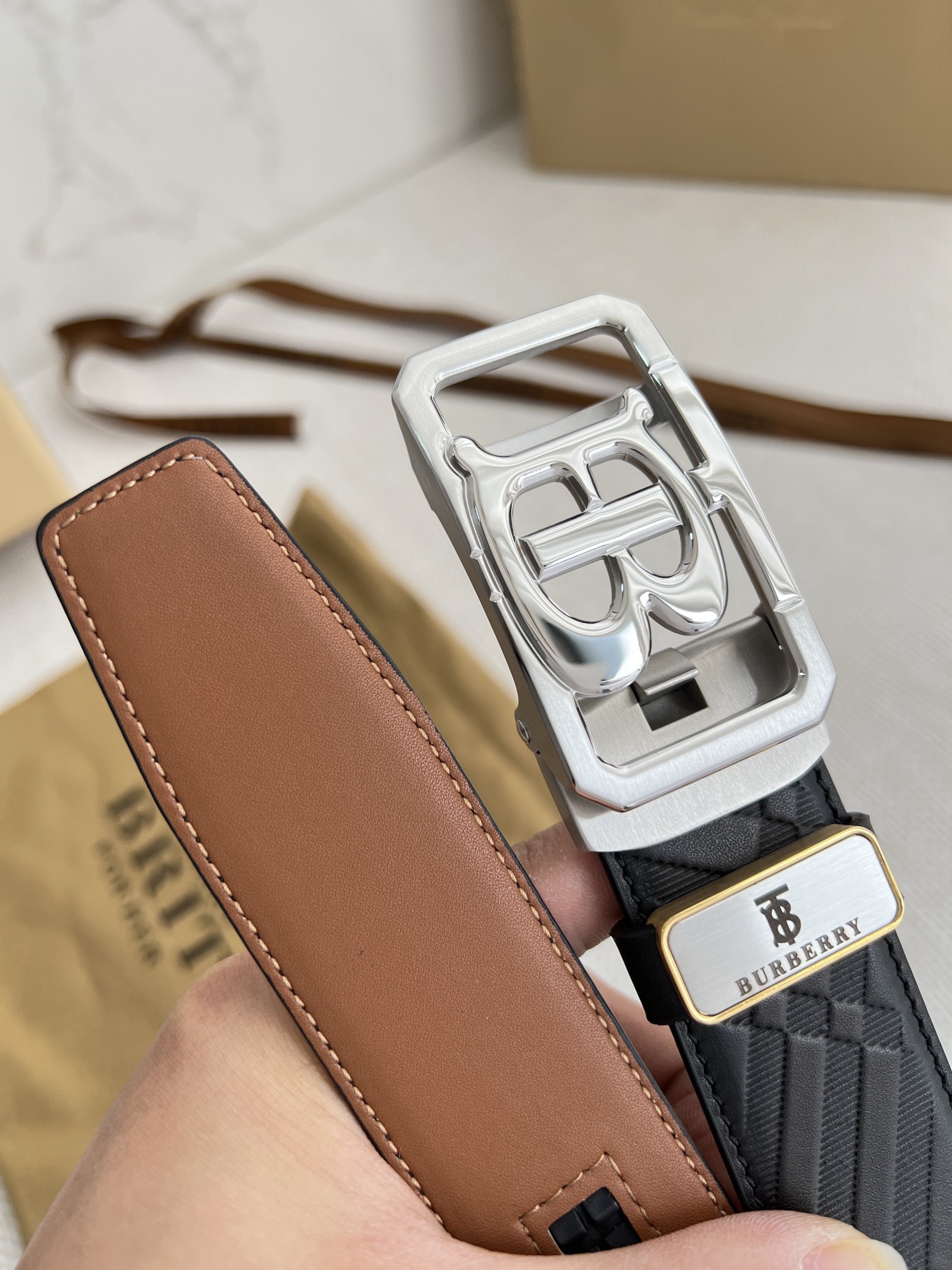 【BURBERRY 】(バーバリー) 3.5cmベルト メンズ-BRAND OFF
