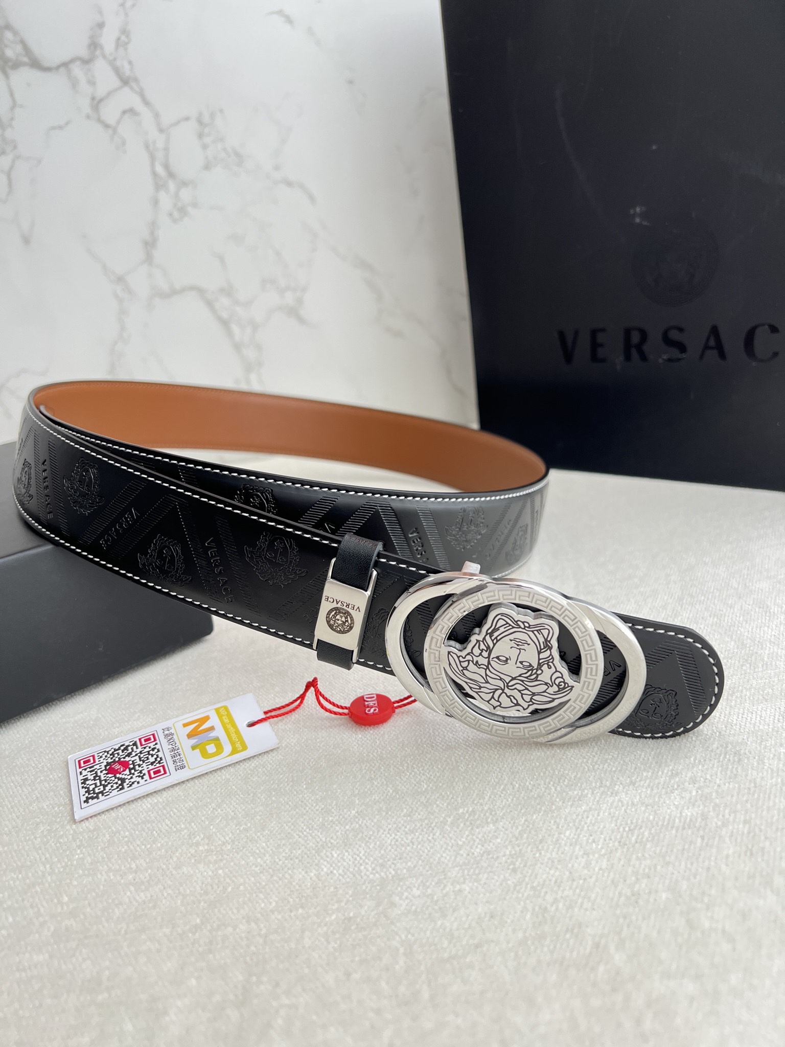 【VERSACE】(ヴェルサーチ) 3.8cmベルト メンズ-BRAND OFF