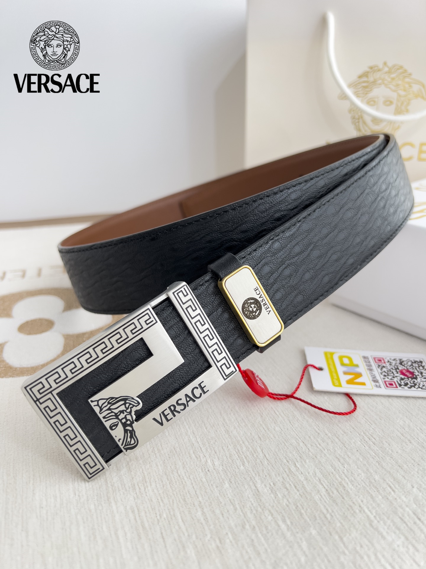 【VERSACE】(ヴェルサーチ) 3.8cmベルト メンズ-BRAND OFF