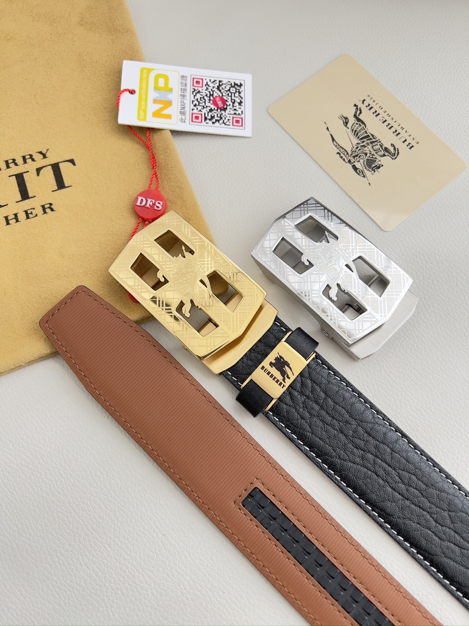【BURBERRY】(バーバリー) 3.5cmベルト メンズ-BRAND OFF