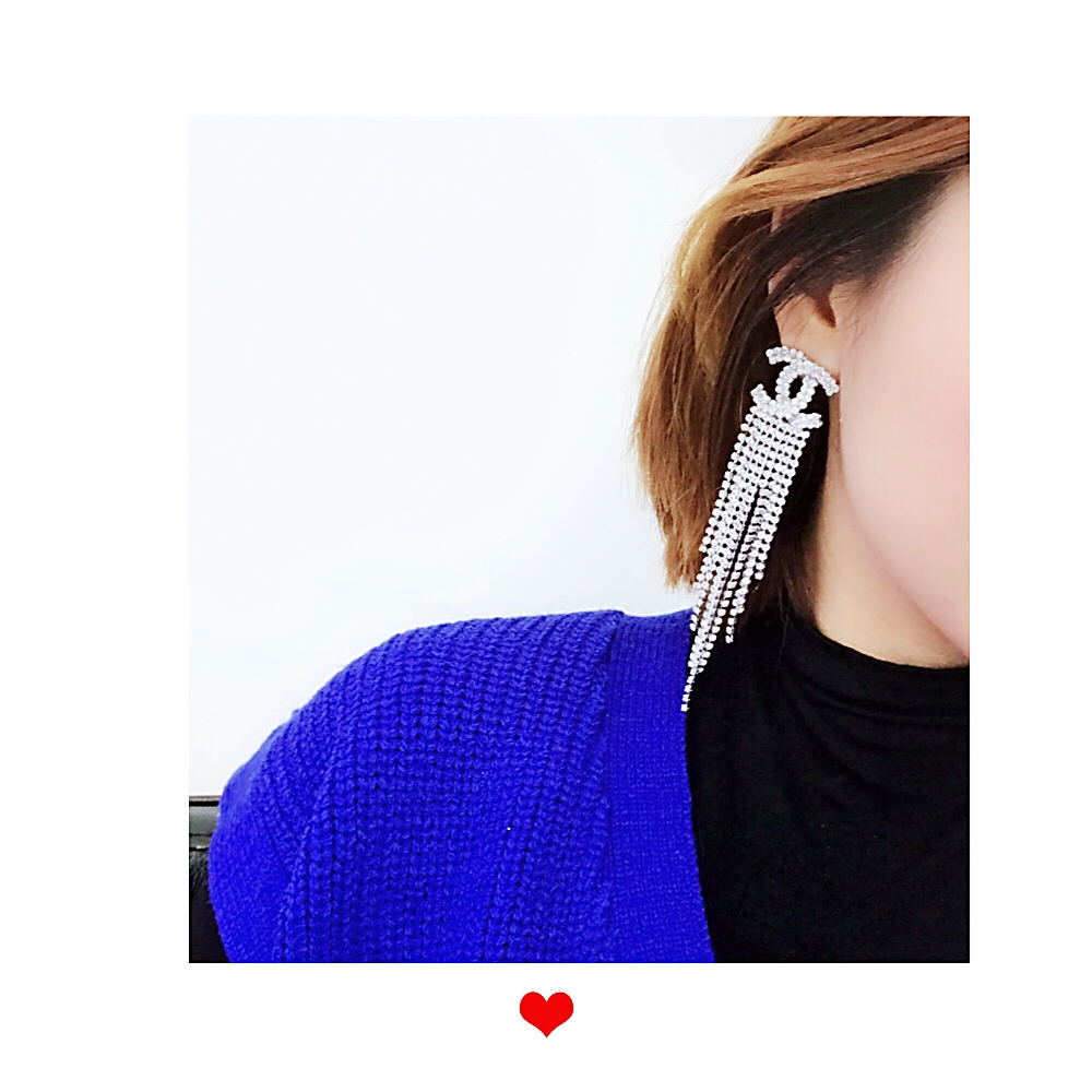 【2026】【CHANEL】シャネル  トレンドの爽やかタッセルロングピアス-BRAND OFF