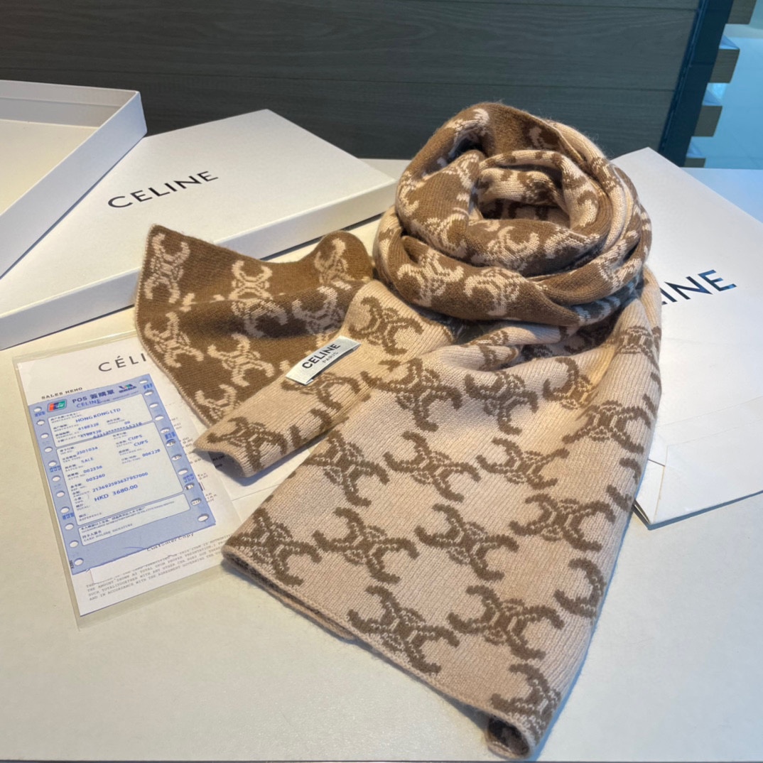 【CELINE セリーヌ】スカーフ  30*180CM    241108-BRAND OFF