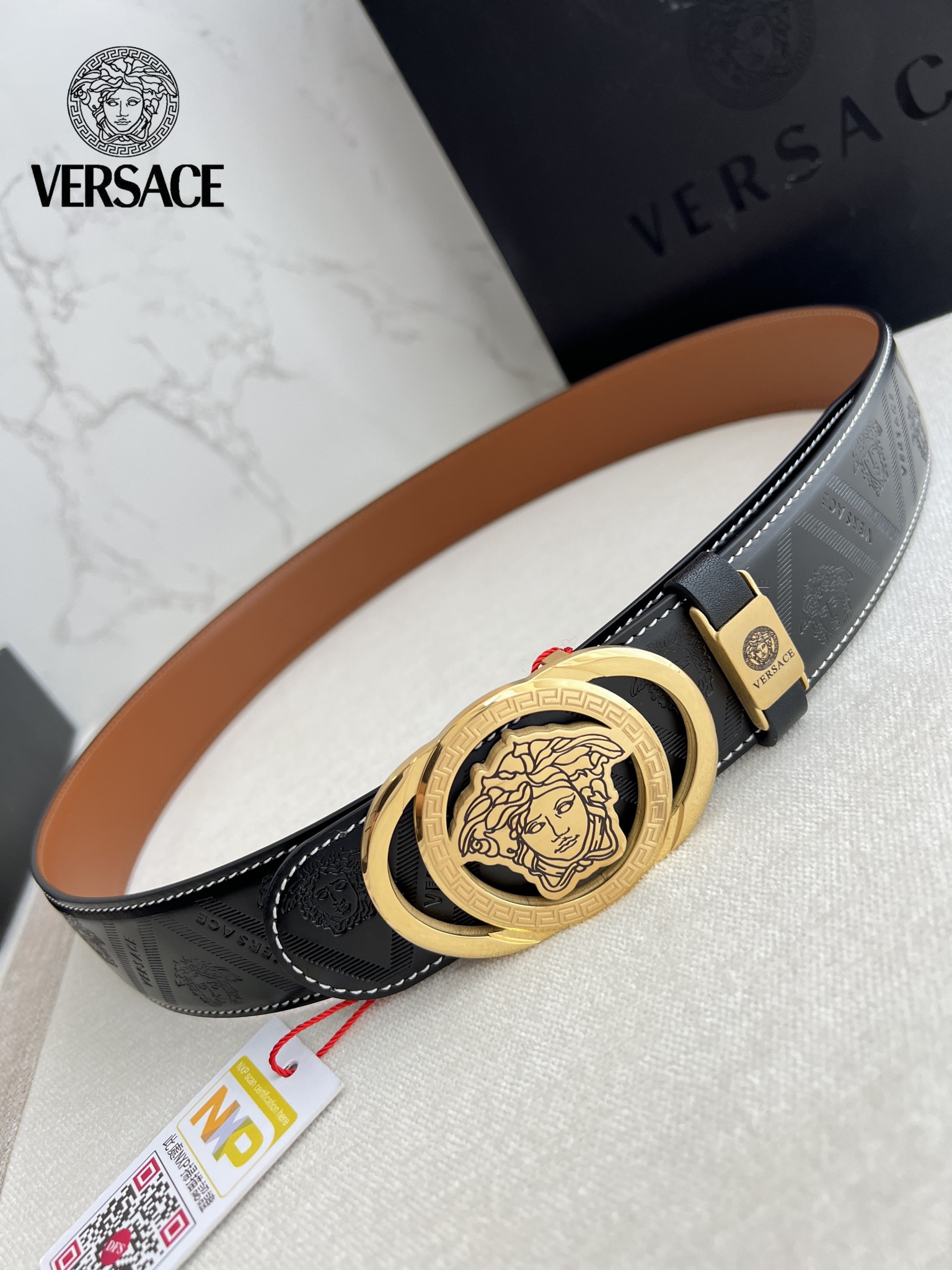 【VERSACE】(ヴェルサーチ) 3.8cmベルト メンズ-BRAND OFF