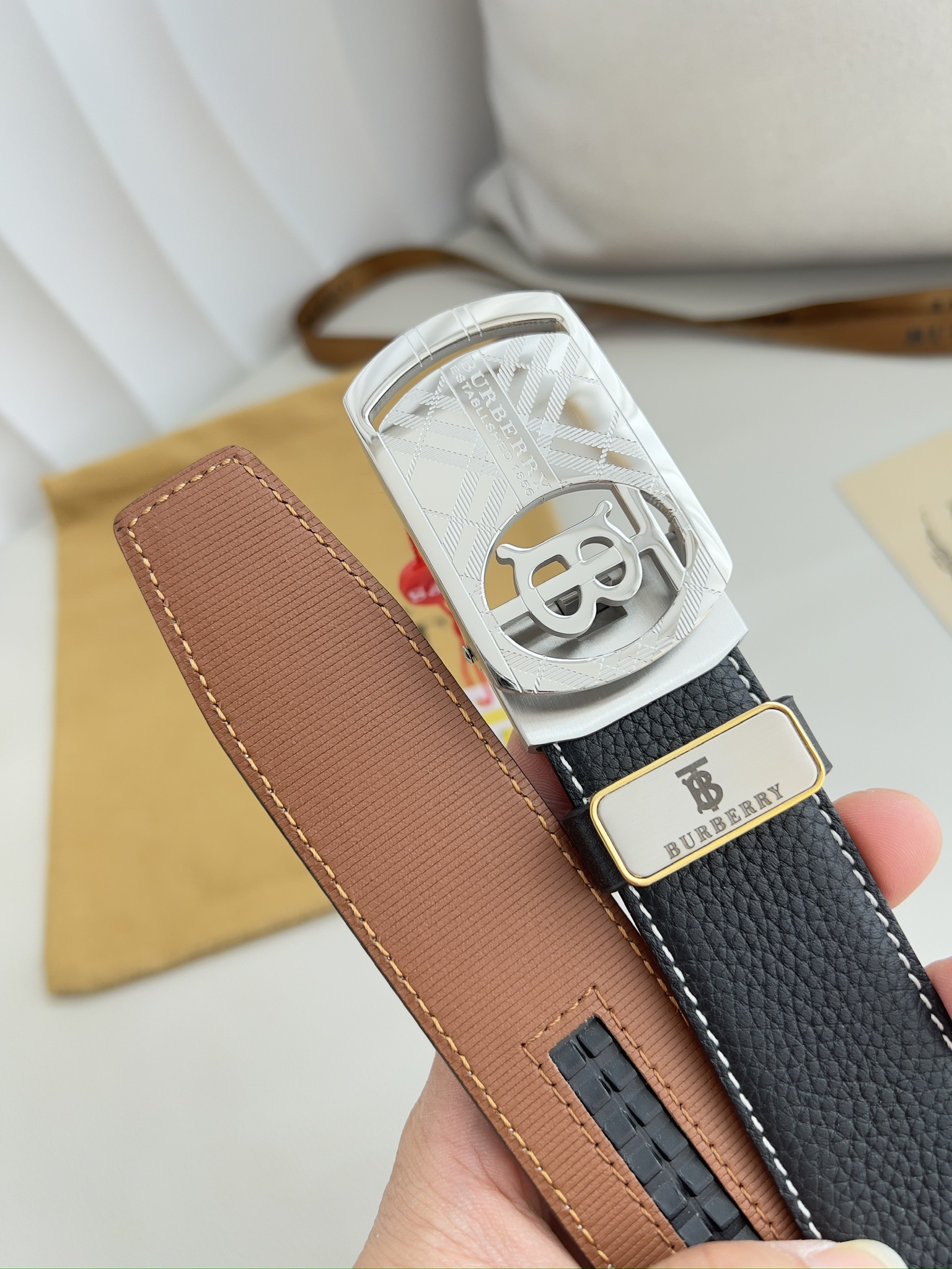 【BURBERRY】(バーバリー) 3.5cmベルト メンズ-BRAND OFF