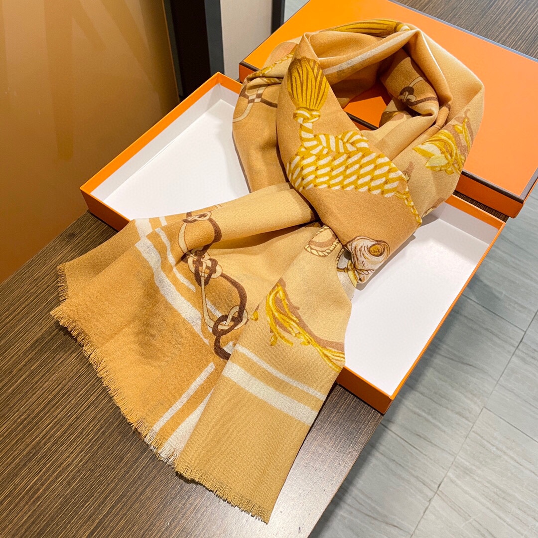 【HERMES エルメス 】スカーフ32*190CM-BRAND OFF