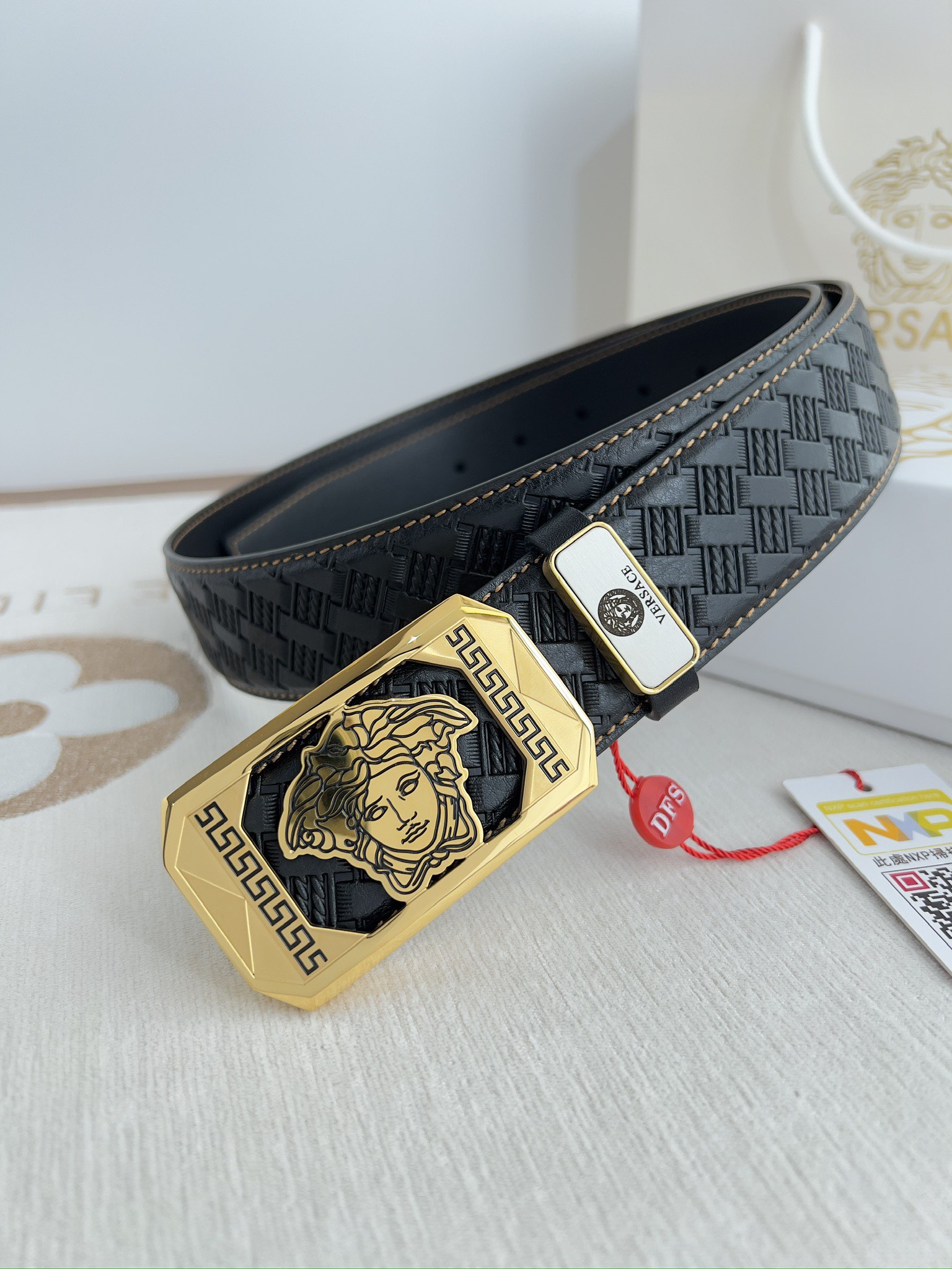 【VERSACE】(ヴェルサーチ) 3.8cmベルト メンズ-BRAND OFF