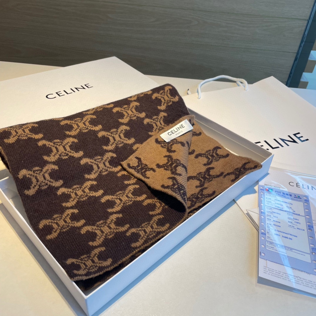 【CELINE セリーヌ】スカーフ  30*180CM    241108-BRAND OFF