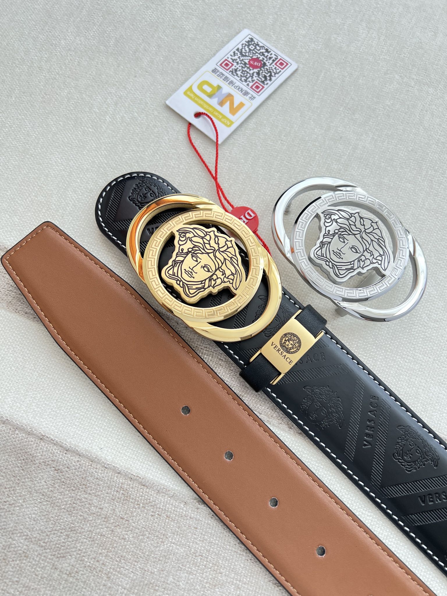 【VERSACE】(ヴェルサーチ) 3.8cmベルト メンズ-BRAND OFF