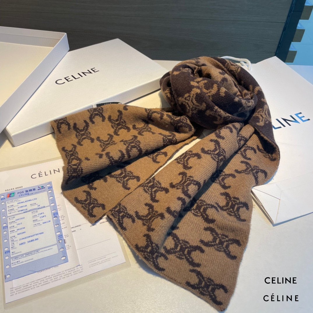 【CELINE セリーヌ】スカーフ  30*180CM    241108-BRAND OFF
