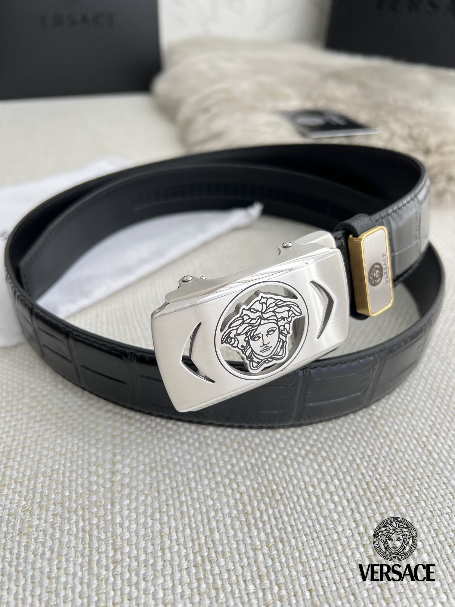 【VERSACE】(ヴェルサーチ) 3.5cmベルト メンズ-BRAND OFF