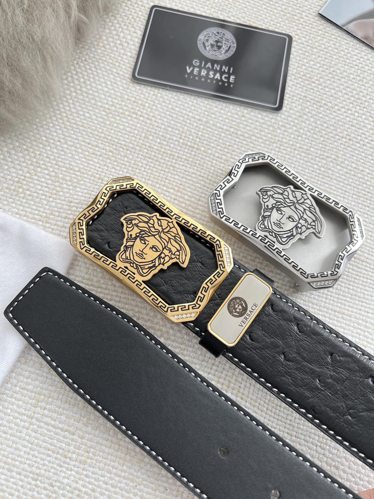 【VERSACE】(ヴェルサーチ) 3.8cmベルト メンズ-BRAND OFF
