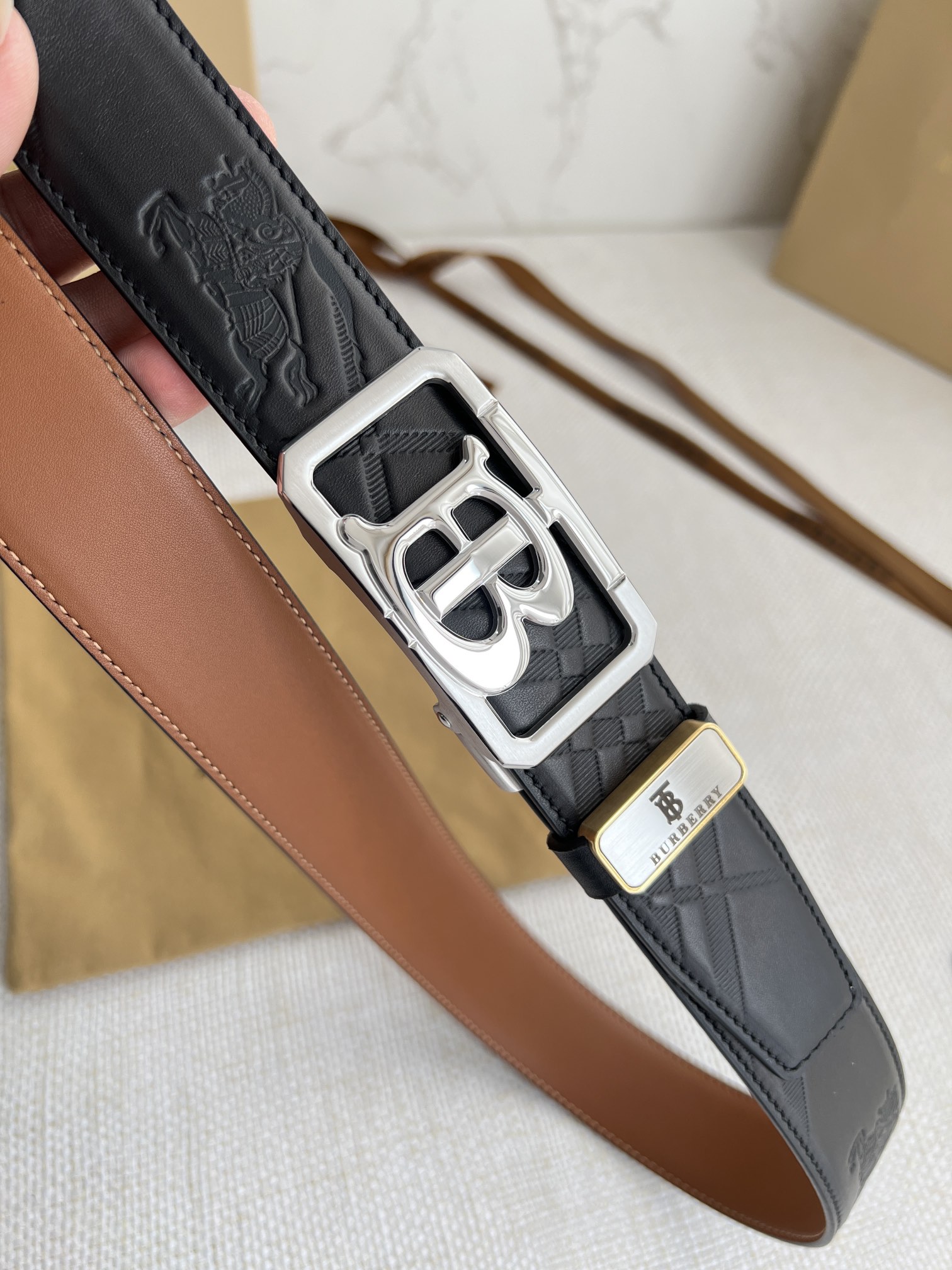【BURBERRY 】(バーバリー) 3.5cmベルト メンズ-BRAND OFF