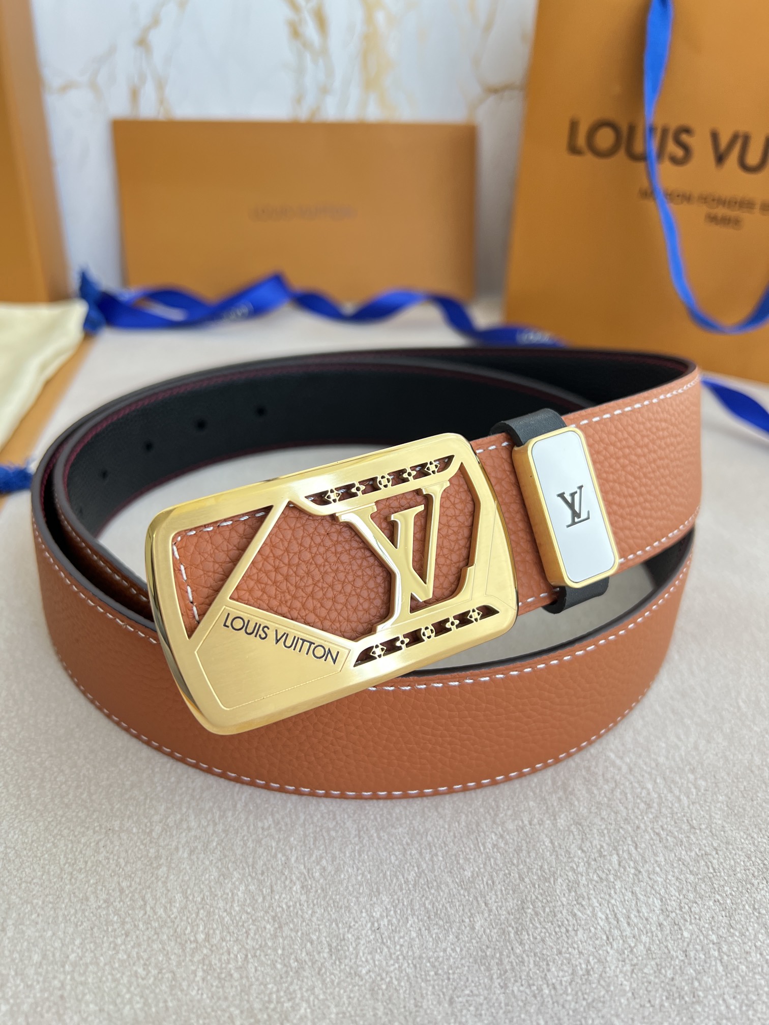 【 LOUIS VUITTON】(ルイヴィトン) 3.8cmベルト メンズ-BRAND OFF