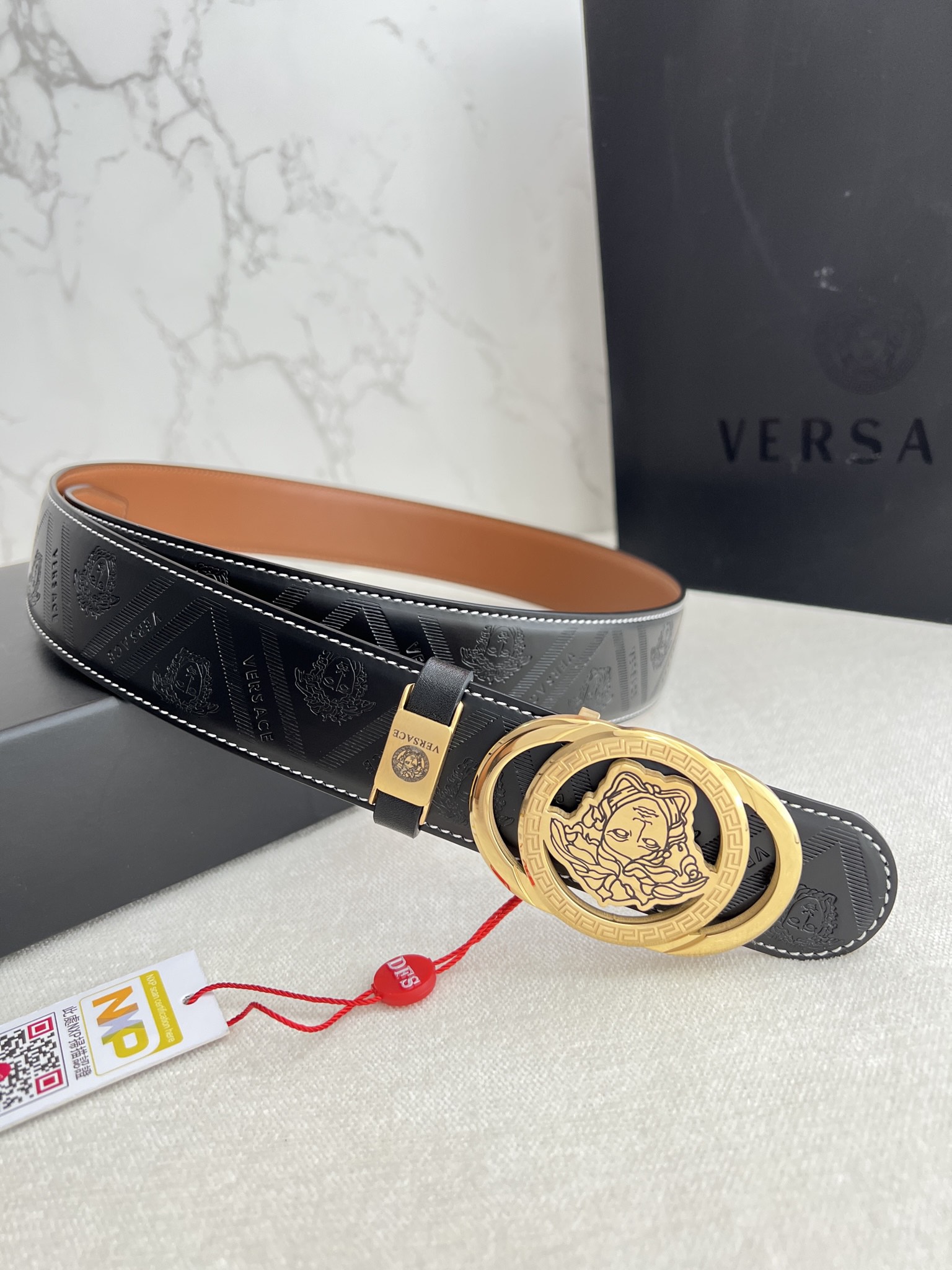 【VERSACE】(ヴェルサーチ) 3.8cmベルト メンズ-BRAND OFF