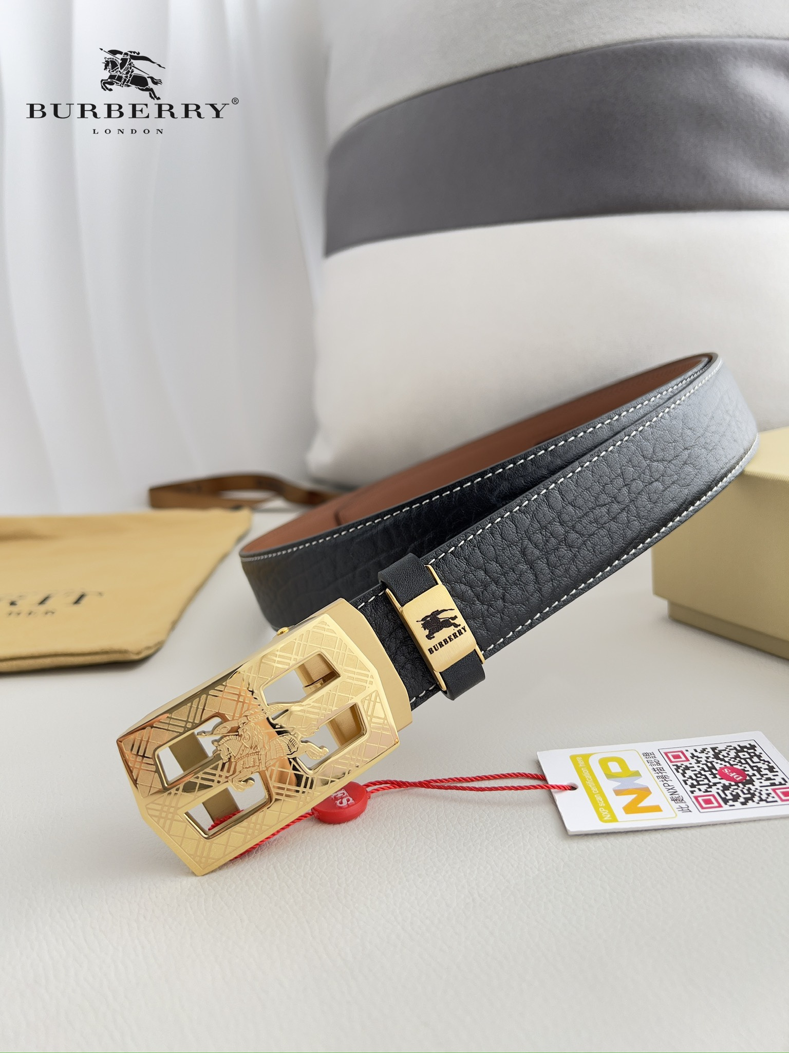 【BURBERRY】(バーバリー) 3.5cmベルト メンズ-BRAND OFF