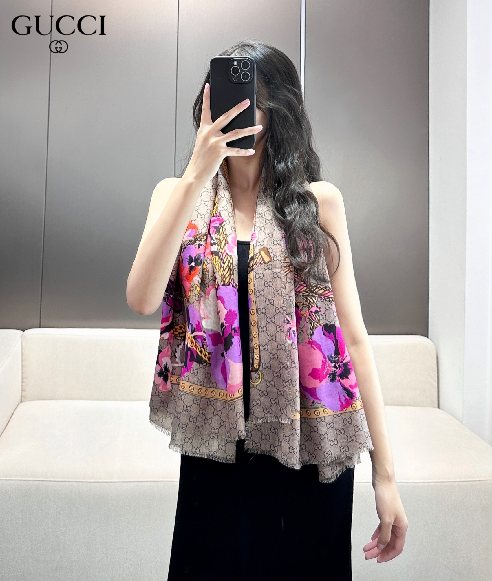 【GUCCI グッチ】スカーフ140*140CM  241108-BRAND OFF