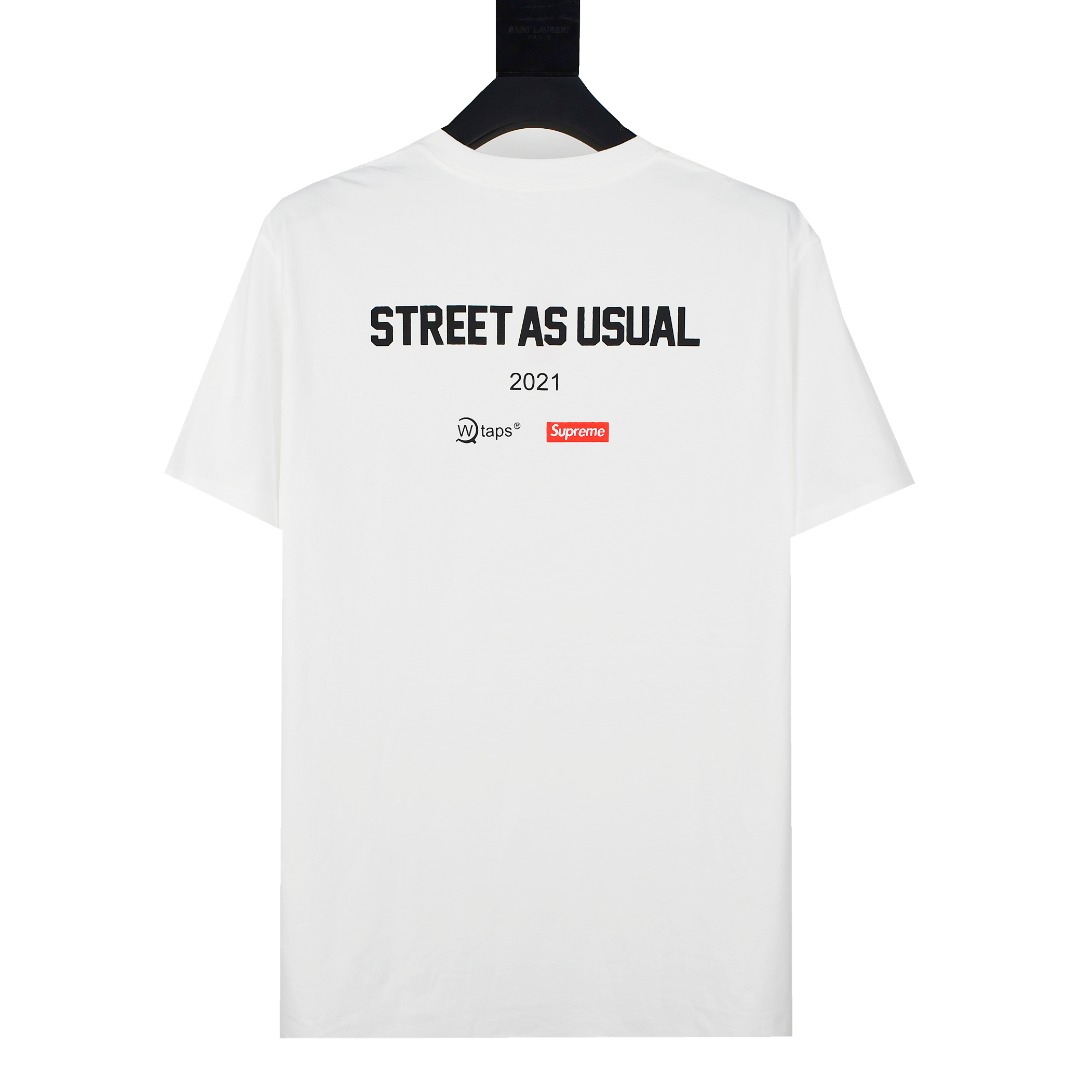 シュプリーム 新作Supreme x WTAPSコラボ21FW Sic'em! Teeカラーレター半袖Tシャツ 人気-BRAND OFF