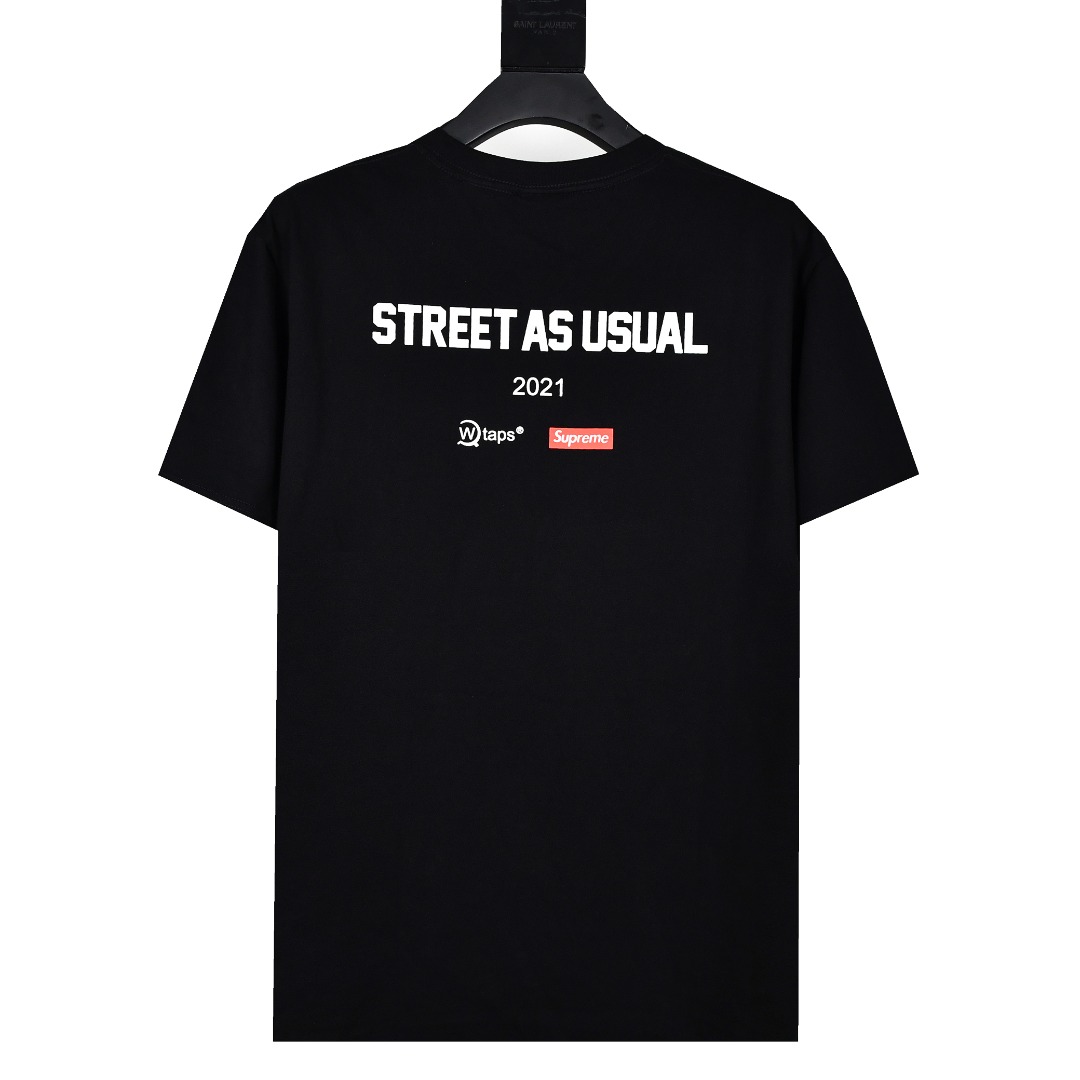 シュプリーム 新作Supreme x WTAPSコラボ21FW Sic'em! Teeカラーレター半袖Tシャツ 人気-BRAND OFF