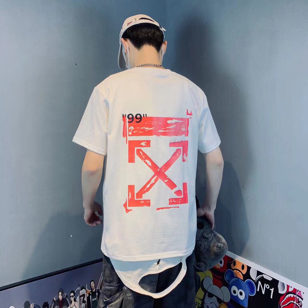 【2026】Off-White(オフホワイト)  　半袖シャツ　Tシャツ   プリント　100％純綿生地　快適　通気性が良い　シンプルの風格　かっこいい　白　男女兼用-BRAND OFF