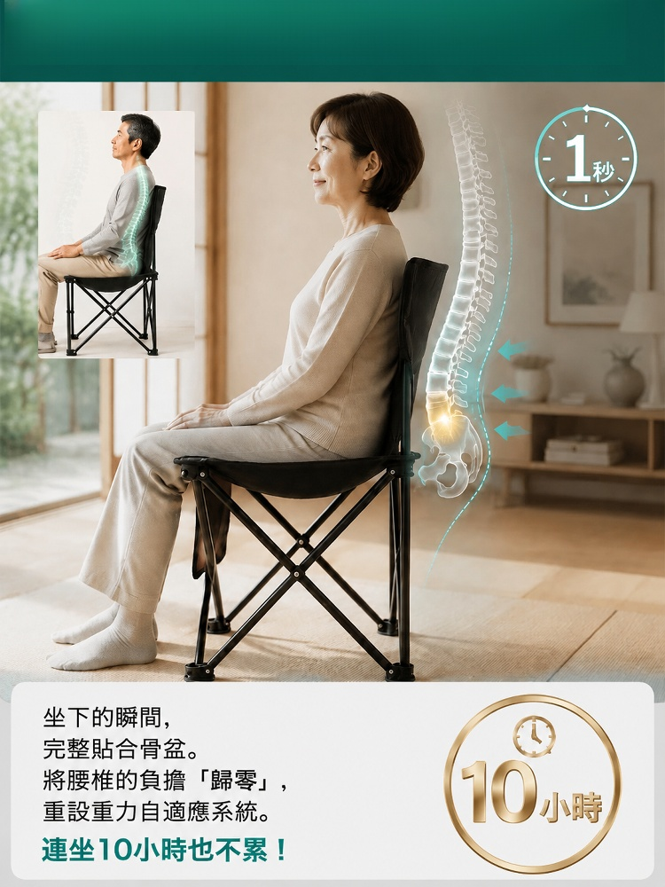 碳鈦合金防塌陷折疊椅