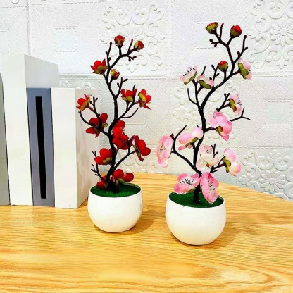 仿真梅花盆栽假花擺設