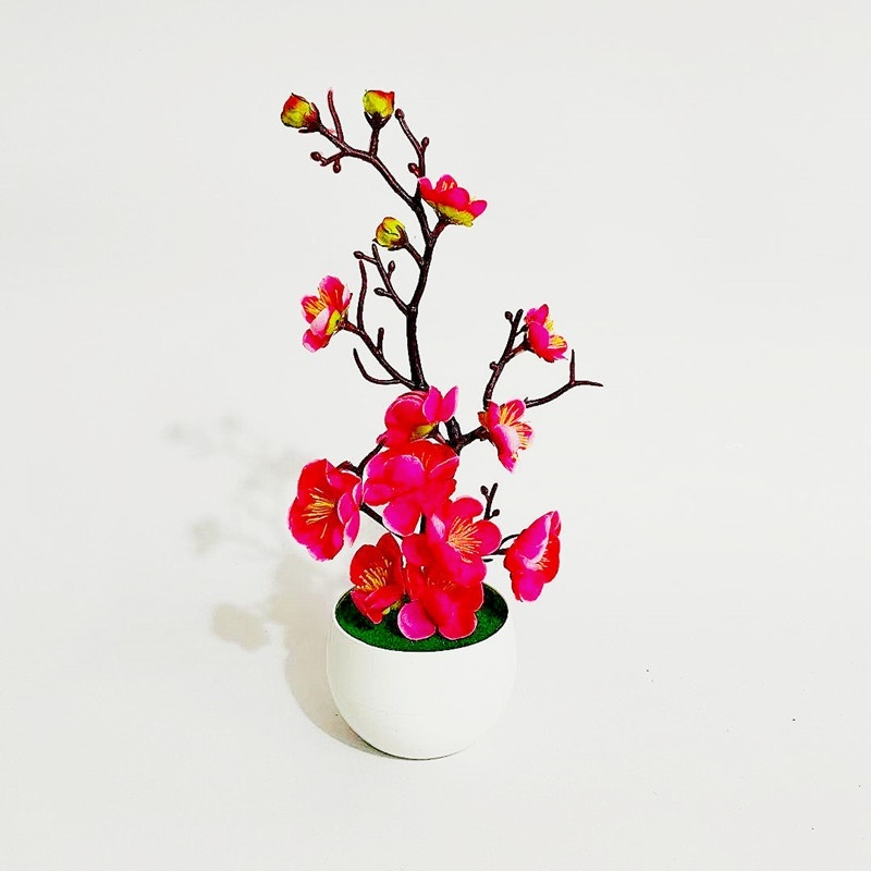 仿真梅花盆栽假花擺設