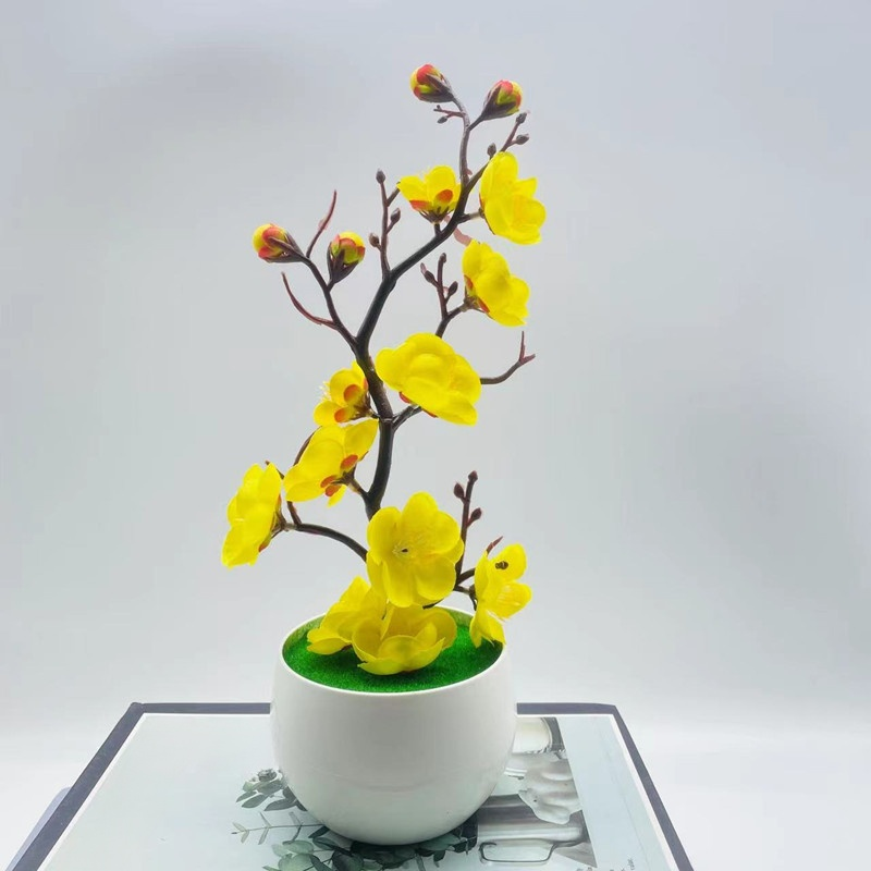 仿真梅花盆栽假花擺設