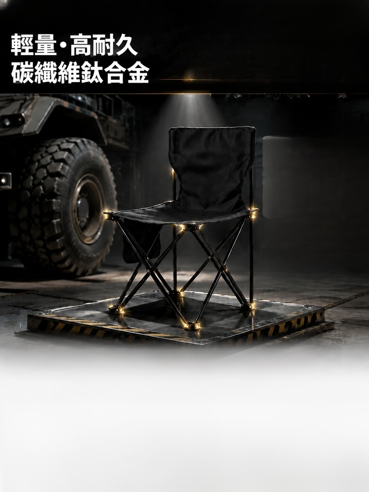 碳鈦合金防塌陷折疊椅!輕至520g，隨身攜帶，累了隨處可坐