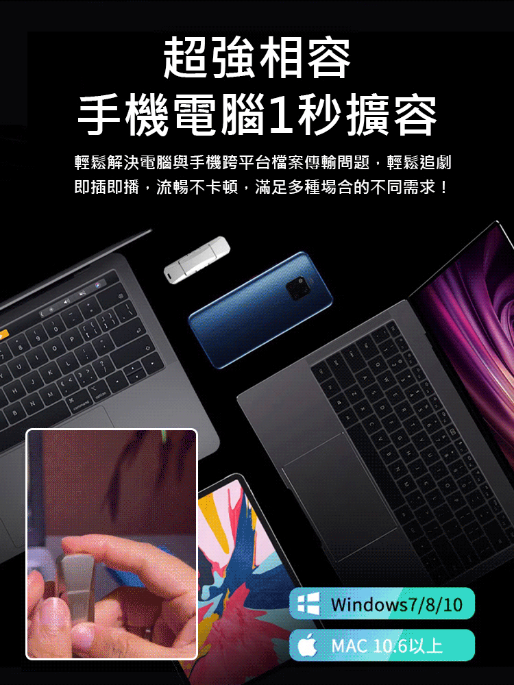 【手機電腦都相容】雙接口行動固態u碟