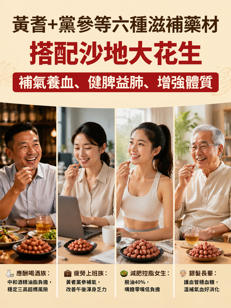 脫油五香黃耆黨參烤花生