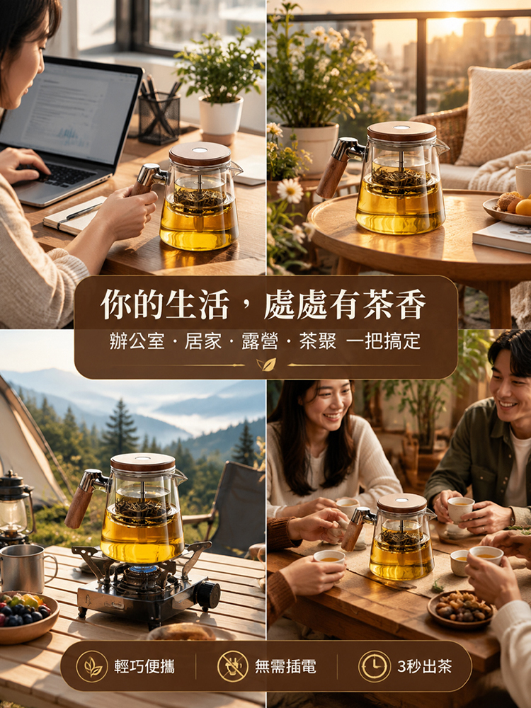 【不苦澀萃茶壺】一鍵過濾高硼矽懶人茶壺